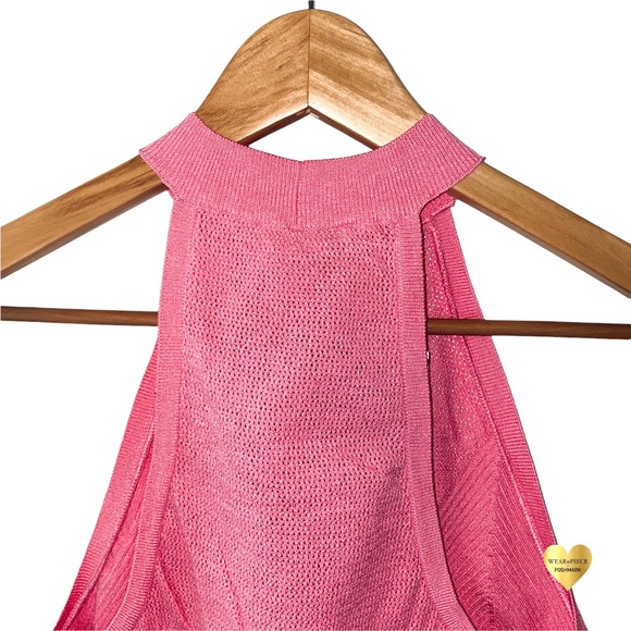 ZARA Pink Mesh Knit Stretch Halter Crop Top - Picture 8 of 14